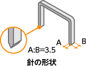 最適な角度で先端を尖らせた針の形状