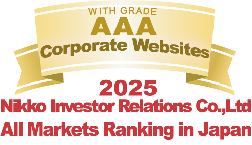 WITH GRADE AAA Corporate Websites 2025 Nikko Investor Relations Co.,Ltd All Markets Ranking in Japan