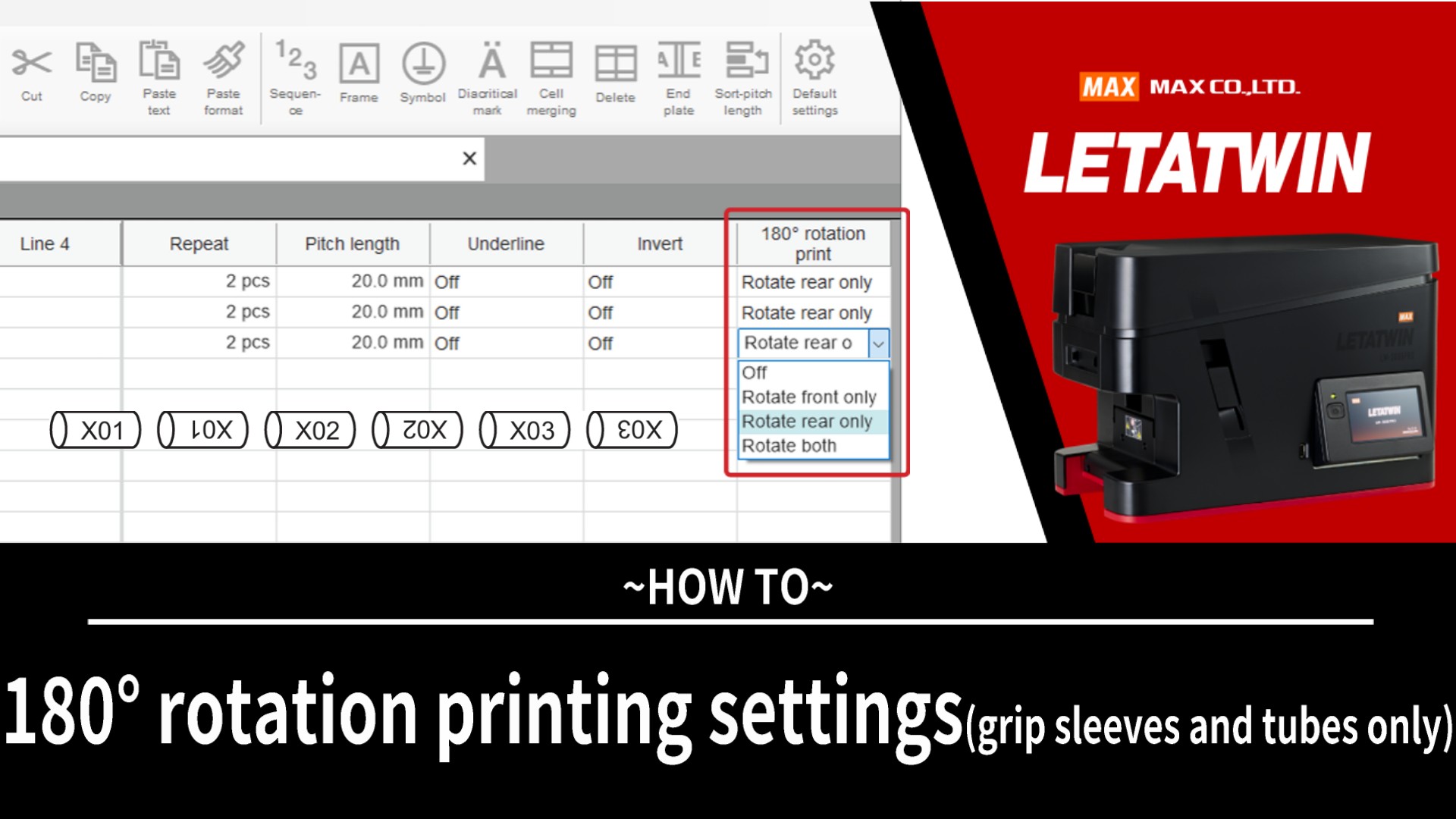 180° rotation printing settings