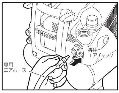 エアチャックにエアホースを接続