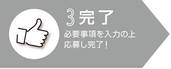3.完了　必要事項を入力の上応募し完了！