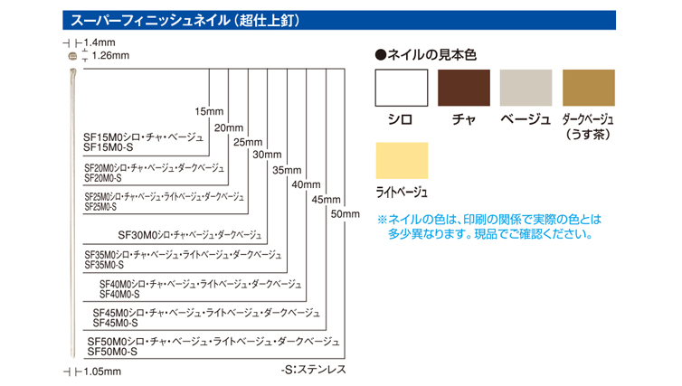 スーパーフィニッシュネイル寸法