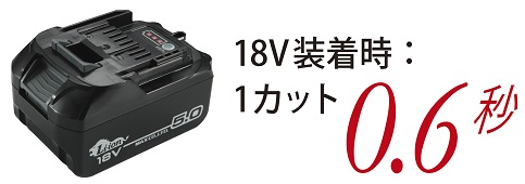 18V装着時1カット0.6秒