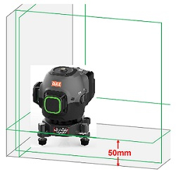 床から50mmの高さにライン照射