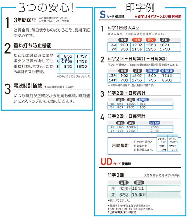 マックス タイムレコーダ ER-110SU ホワイト