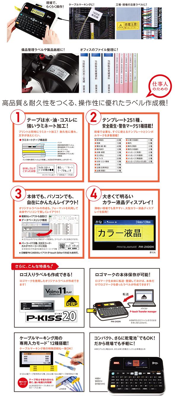 本物の マックス MAX ラベルプリンタ ビーポップミニ 36ミリ幅 PM-3600