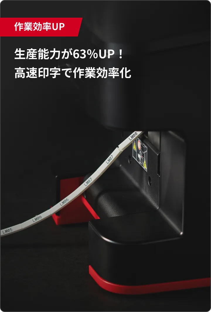 作業効率UP 生産能力が％にUP！高速印字で作業効率化