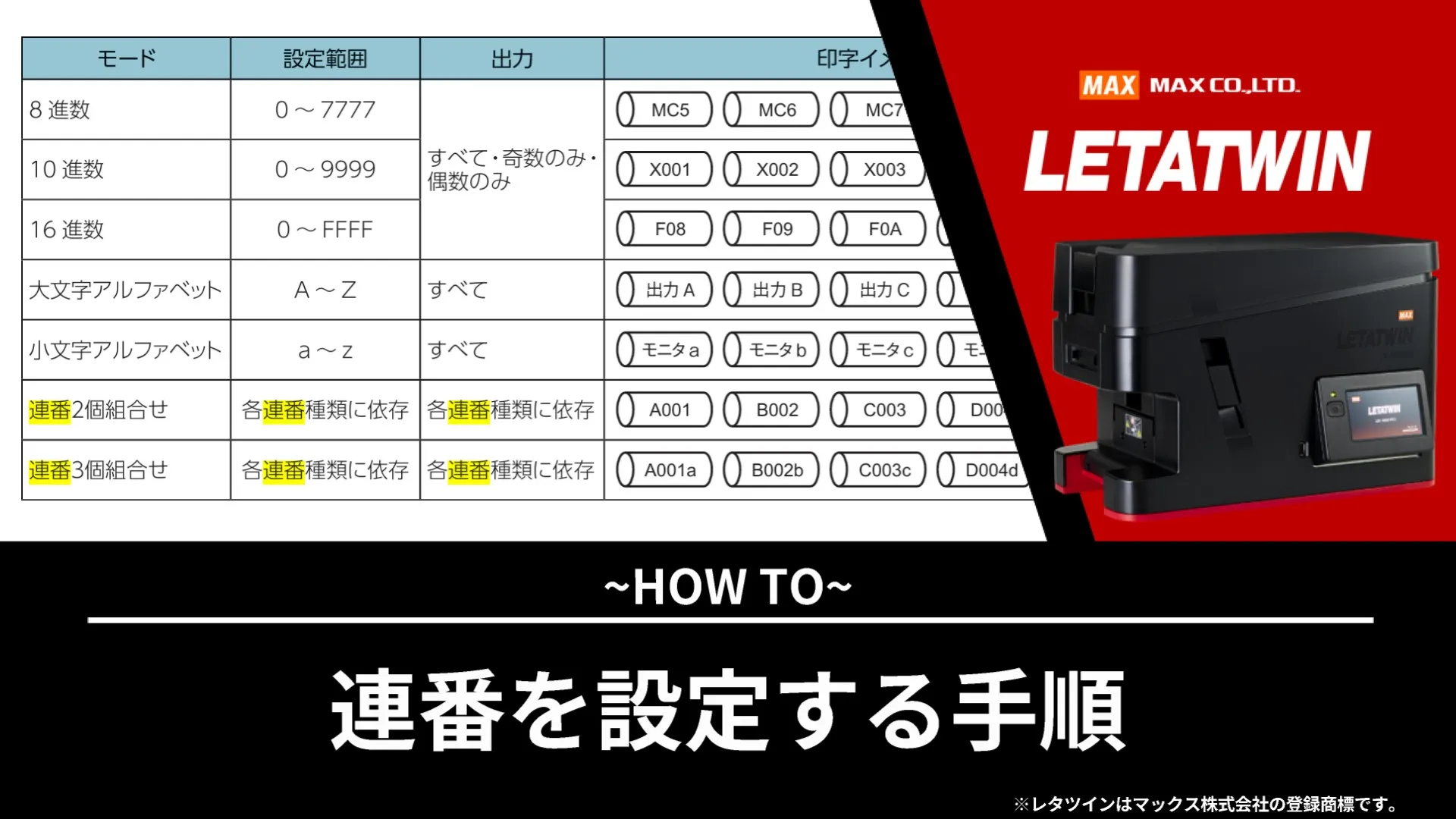 連番を設定する手順