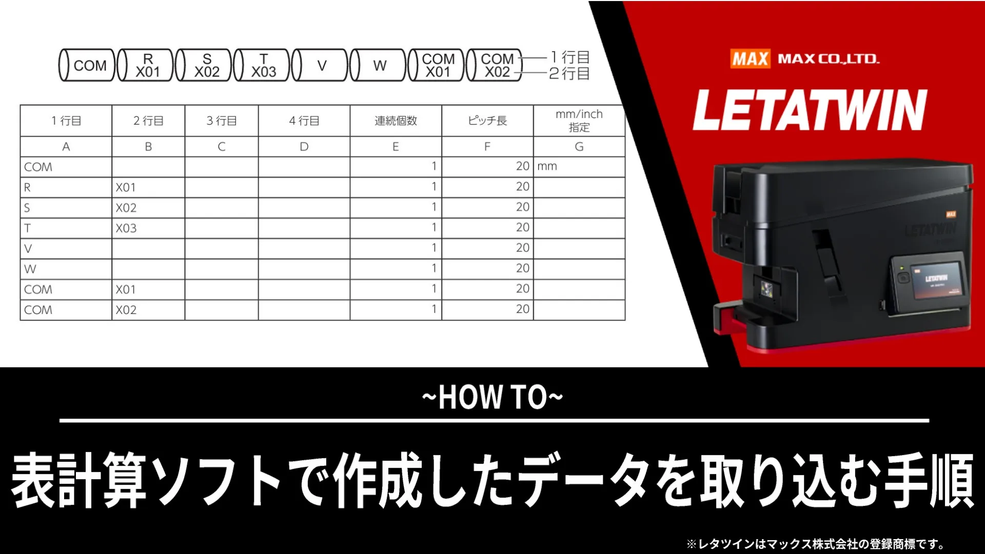 表計算ソフトで作成したデータを取り込む手順
